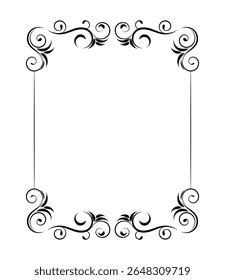 Vintage floral ornament border, Hand drawn decorative element.