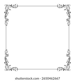 Borda de ornamento floral vintage, Elemento decorativo desenhado à mão.