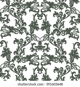 Vintage Floral ornament damask pattern. Elegant luxury texture for texture, fabric, wallpapers, backgrounds and invitation cards. Green color. Vector