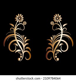 Vintage floral ornament. decorative vector frames and borders. Gold vector frames and borders on black backgraund.