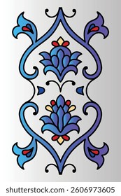 Vintage Floral Ornament Design with Swirls and Birds.	