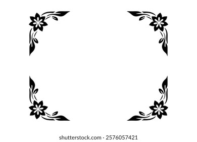 vintage floral ornament frame graphic element, floral corner vector art illustration