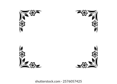 vintage floral ornament frame graphic element, floral corner vector art illustration