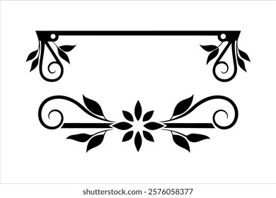 vintage floral ornament frame graphic element, floral corner vector art illustration