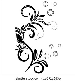 Vintage floral ornament, Hand drawn decorative element, vector illustration of floral element isolated on white background, design for page decoration cards, wedding, banner, frames