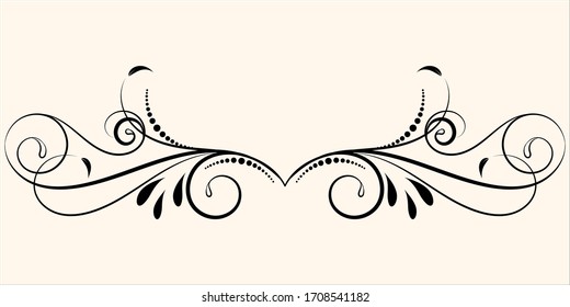 Vintage floral ornament, Hand drawn decorative element, vector illustration of floral element isolated on white background, design for page decoration cards, wedding, banner, frames