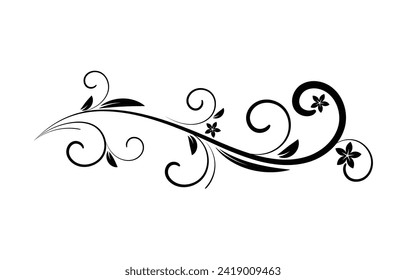 Vintage floral ornament, Hand drawn decorative element, vector illustration of floral element isolated on white background.