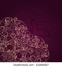 Vintage floral ornament heart design template