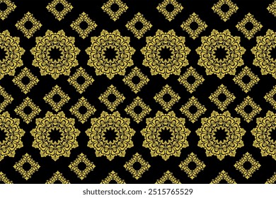 Vintage floral ornament pattern with seamless baroque design in gold tones