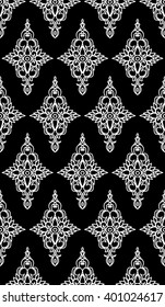 Vintage floral ornament seamless vector wall coverings black white