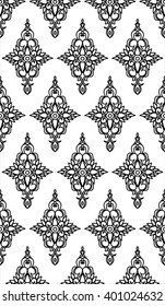 Vintage floral ornament seamless vector wall coverings black white