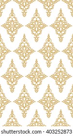 Vintage floral ornament seamless vector wall coverings white gold

