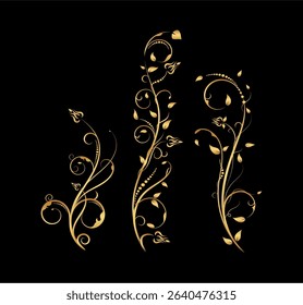 vintage floral ornament set art