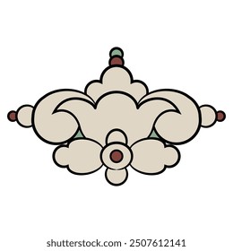 Vintage floral ornament. Symmetrical decor. Stylized flower. Folk style. Isolated vector illustration.