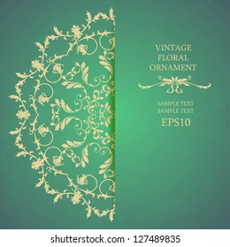 Vintage floral ornament. Vector invitation on grunge background