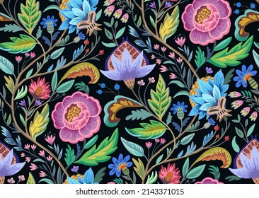 Vintage floral ornamental pattern ni victorian style for decor, wallpaper, fabric design.