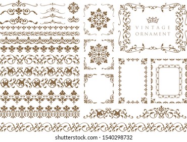 Vintage floral ornaments. Circle flourish pattern. Frames and borders.