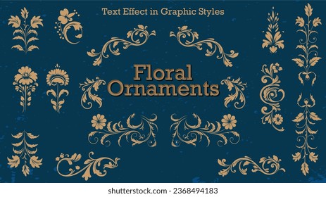 Vintage Floral ornaments set, baroque ornaments, wedding elements, invitation ornaments