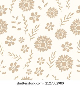 patrón transparente con ilustración de flores y hojas. vector dibujado a mano. fondo natural.