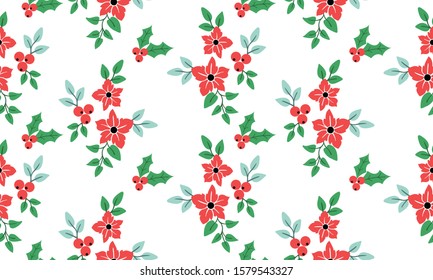 Vintage floral pattern background, modern leaf flower.