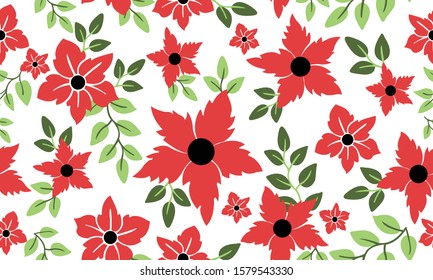 Vintage floral pattern background, modern leaf flower.