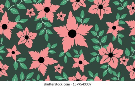 Vintage floral pattern background, modern leaf flower.