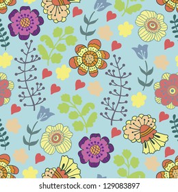 vintage floral pattern with birds