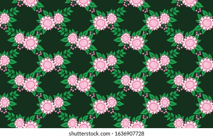 Vintage floral pattern design background for spring, with leaf and flower cute decor.