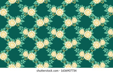 Vintage floral pattern design background for spring, with leaf and flower cute decor.