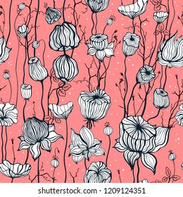 Vintage Floral pattern, hand drawn Seamless ornament. Can be used for wallpaper, website background, textile, phone case print