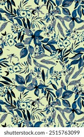 Ilustração padrão floral vintage. Design de natureza orgânica colorida em estilo perfeito. Decoração da estação da primavera com arte abstrata da flor.