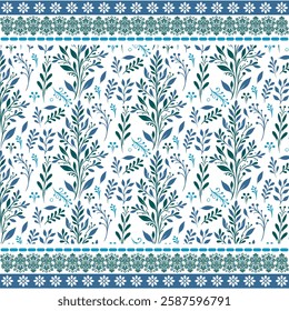 vintage floral pattern with intricate border embroidery for bed sheet texture and fashion
