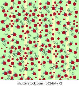 Vintage floral pattern. With mini red flowers. Vector illustration.