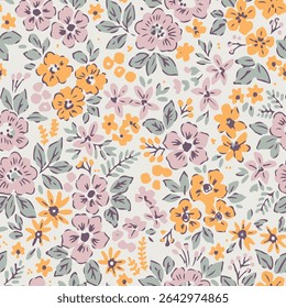 Vintage Floral Pattern Pastel Flowers Leaves