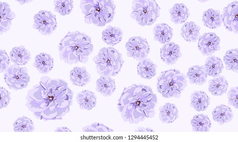 Vintage Floral Pattern, Pastel Spring Background. Watercolor Violet Roses. Rustic Vintage Floral Design. Wedding Print Template, Elegant Decoration. Seamless Illustration. Romantic Vintage Peony.