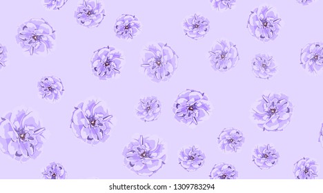 Vintage Floral Pattern, Pastel Spring Background. Watercolor Violet Roses. Rustic Vintage Floral Design. Wedding Print Template, Elegant Decoration. Seamless Illustration. Romantic Vintage Peony.