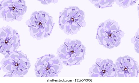 Vintage Floral Pattern, Pastel Spring Background. Watercolor Violet Roses. Rustic Vintage Floral Design. Wedding Print Template, Elegant Decoration. Seamless Illustration. Romantic Vintage Peony.
