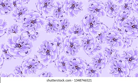 Vintage Floral Pattern, Pastel Spring Background. Watercolor Violet Roses. Rustic Vintage Floral Design. Wedding Print Template, Elegant Decoration. Seamless Illustration. Romantic Vintage Peony.