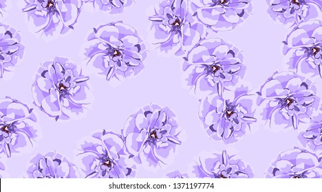 Vintage Floral Pattern, Pastel Spring Background. Watercolor Violet Roses. Rustic Vintage Floral Design. Wedding Print Template, Elegant Decoration. Seamless Illustration. Romantic Vintage Peony.