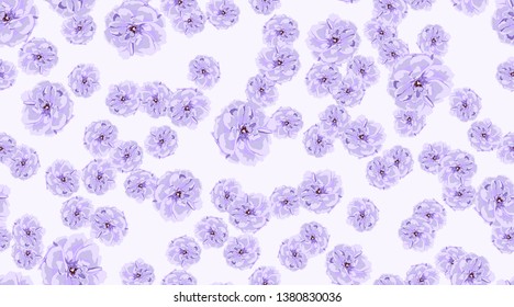 Vintage Floral Pattern, Pastel Spring Background. Watercolor Violet Roses. Rustic Vintage Floral Design. Wedding Print Template, Elegant Decoration. Seamless Illustration. Romantic Vintage Peony.