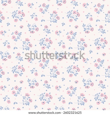 Vintage floral pattern. Pretty flower on light background. Small flower, ditsy print, ditsy style. Botanic design. Tiny floral seamless pattern for fashion, wrapping, printing on fabric and surface