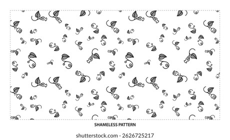 Vintage Floral Pattern Seamless Background Botanical Black and White Design