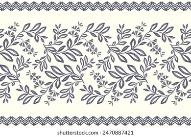 Antiguas patrón floral sin fisuras borde de fondo Ilustración vectorial batik estilo de textura de bordado