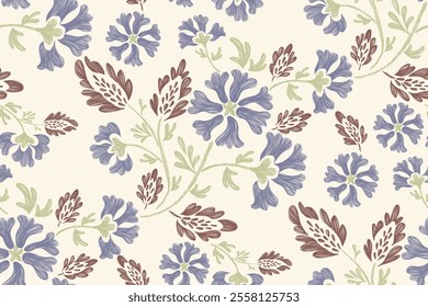 Vintage floral pattern seamless border background vector illustration batik embroidery texture style