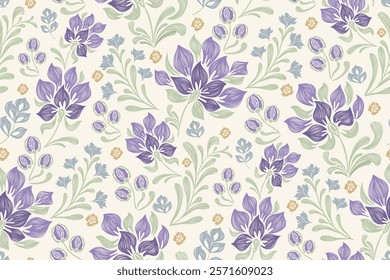 Vintage floral pattern seamless border background vector illustration batik embroidery texture style