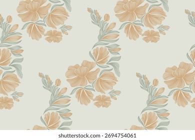 Padrão floral vintage sem emenda borda fundo vetor ilustração estilo textura bordado batik