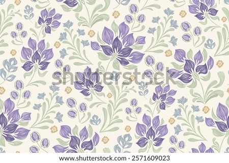 Vintage floral pattern seamless border background vector illustration batik embroidery texture style