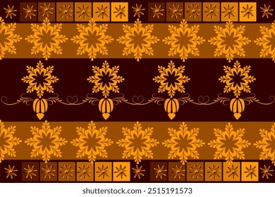 Vintage floral pattern with seamless design and antique texture, featuring gold and retro elements for a baroque-style wallpaper