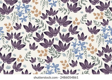 Vintage Floral Pattern Seamless. Ethnic flower embroidery Ikat texture design vector illustration. Batik print template wallpaper background border.