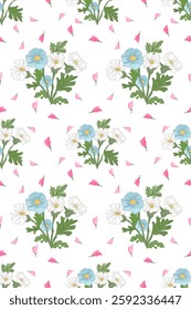 Vintage  floral pattern with seamless spring blossoms